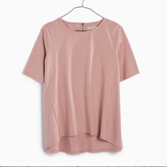 MADEWELL PINK Back zip swing Tee blush pink Size extra small - Picture 1 of 7